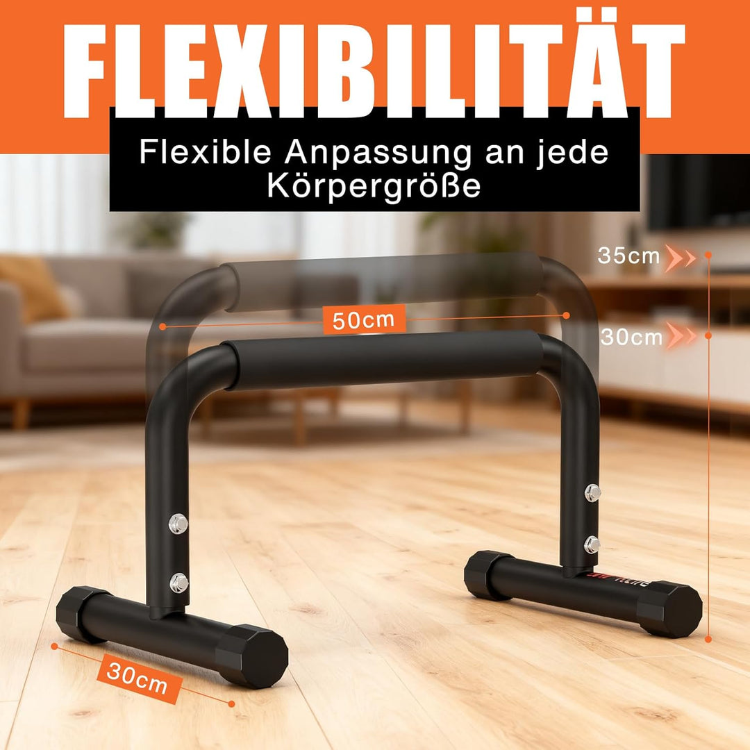DH FitLife Verstellbare Bars (30-35cm) für Calisthenics | 2 Stufige Liegestützgriffe & Parallettes |