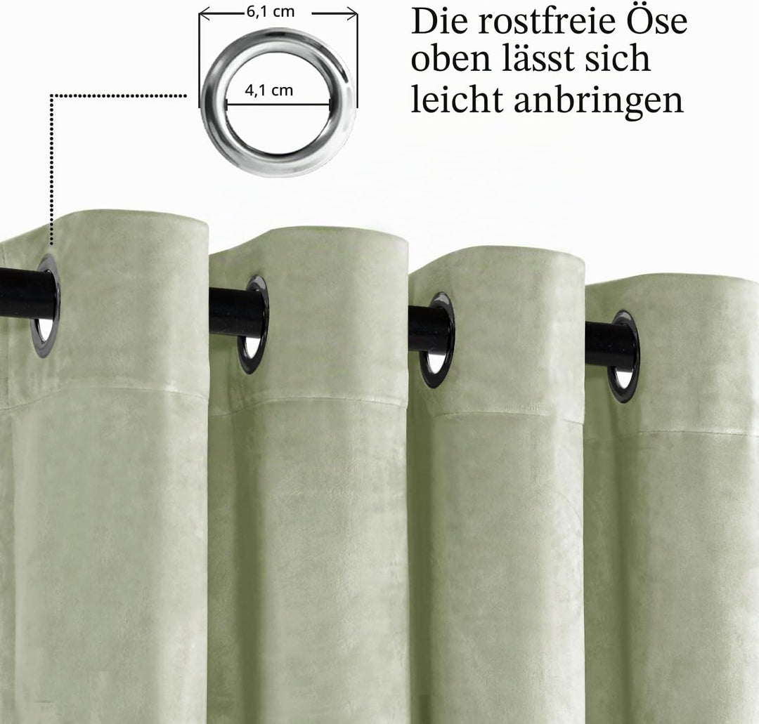 JIUZHEN Verdunklungsvorhang aus Samt,2er Set weiche blickdichte Gardinen mit Ösen für Schlafzimmer,1