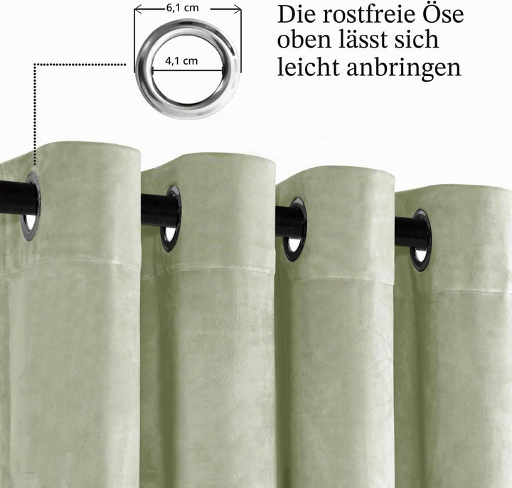 JIUZHEN Verdunklungsvorhang aus Samt,2er Set weiche blickdichte Gardinen mit Ösen für Schlafzimmer,1