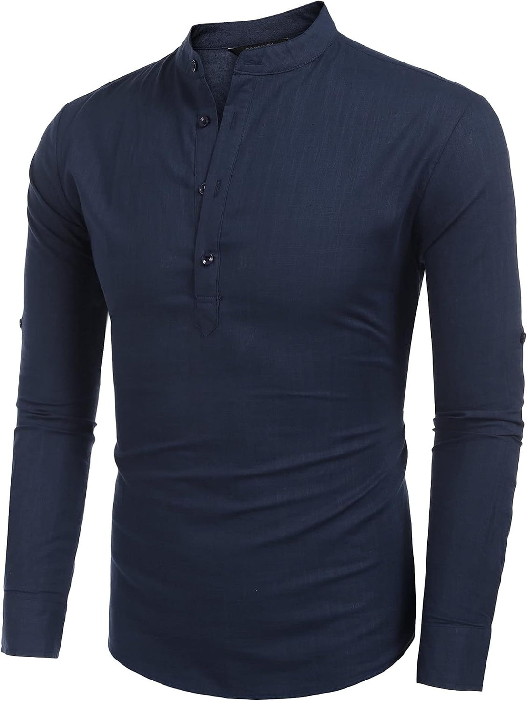 COOFANDY Herren Hemd Langarm Henley Shirt Leinenhemd Baumwolle Casual Regular Fit Sommerhemd A-dunke