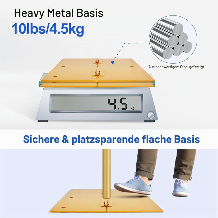 EMART Goldener Foto Hintergrund Ständer mit Stahlsockel, 2mx3m Verstellbarer Hintergrundständer Kit