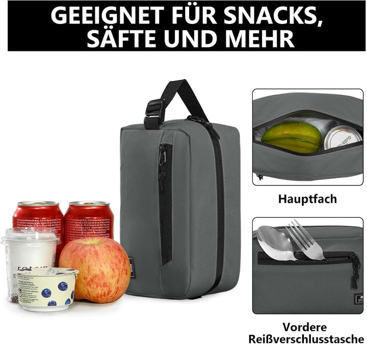MIER gefrierbare Kühltasche klein 3L, Lunchbag, Snackbox, Grau | Für das Tiefkühlfach gemacht, breit