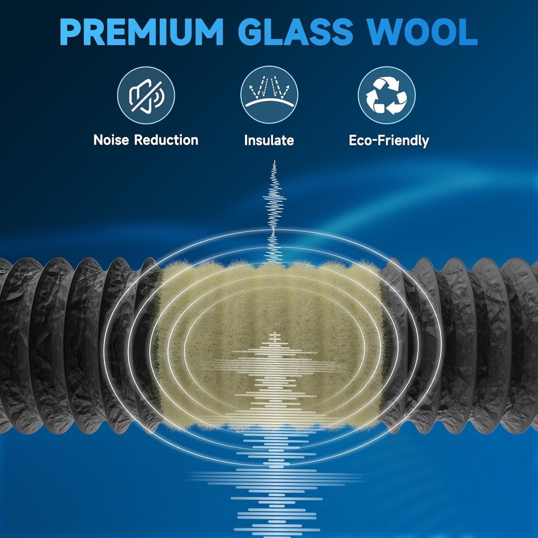 Hon&amp;Guan Abluftschlauch 125mm Lüftungsschlauch Länge 1,2m mit 2 Edelstahl Schlauchschellen, Schallis