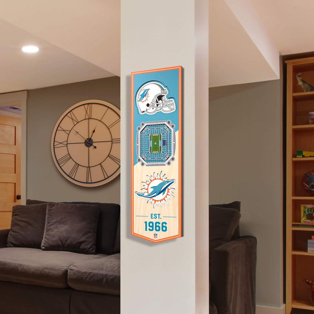 YouTheFan NFL 3D Stadion Banner, 15,2 x 48,3 cm Miami Dolphins, Miami Dolphins