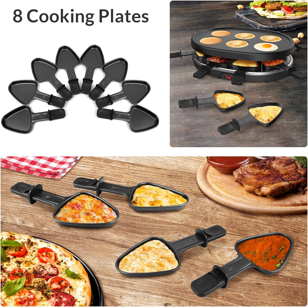 Leogreen - Raclette-Grill, Raclette 4 in 1 für 8 Personen, Elektrischer Grill, Steingrillplatte, Pfa