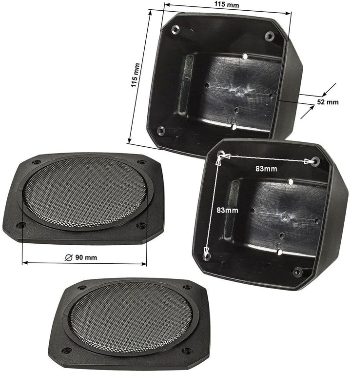 tomzz Audio 2800-017 Aufbau Lautsprecher Gehäuse für 100x100 mm DIN Lautsprecher Retro KFZ Boot LKW