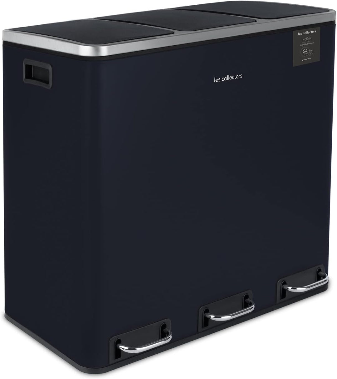 Les Collectors Nr. 986, Mülleimer, 3 Behälter, Fassungsvermögen 54 l, 3 x 18 l, Edelstahl, Pedal aus