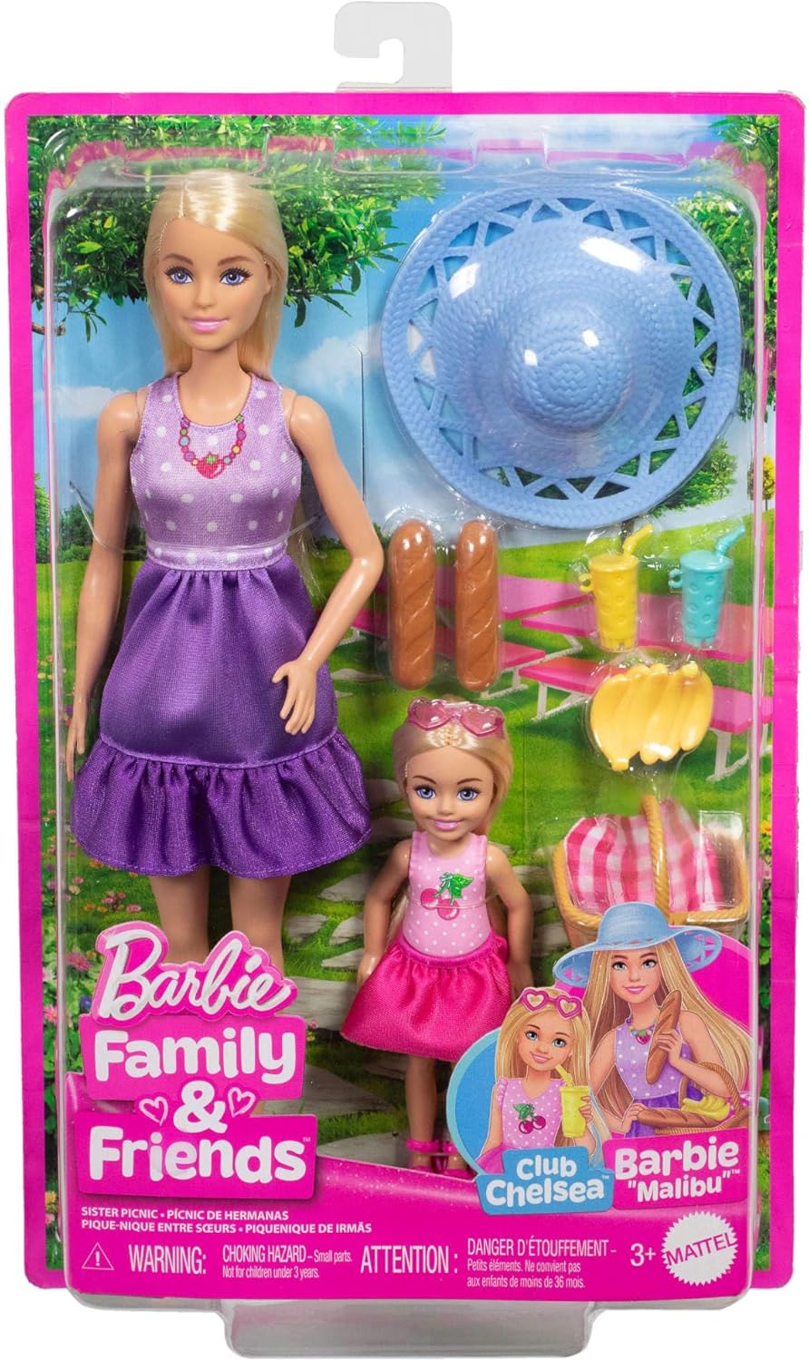 Barbie Family &amp; Friends Spielset aus Puppen und Accessoires, Spielset mit Picknick-Thema, Mode, klei