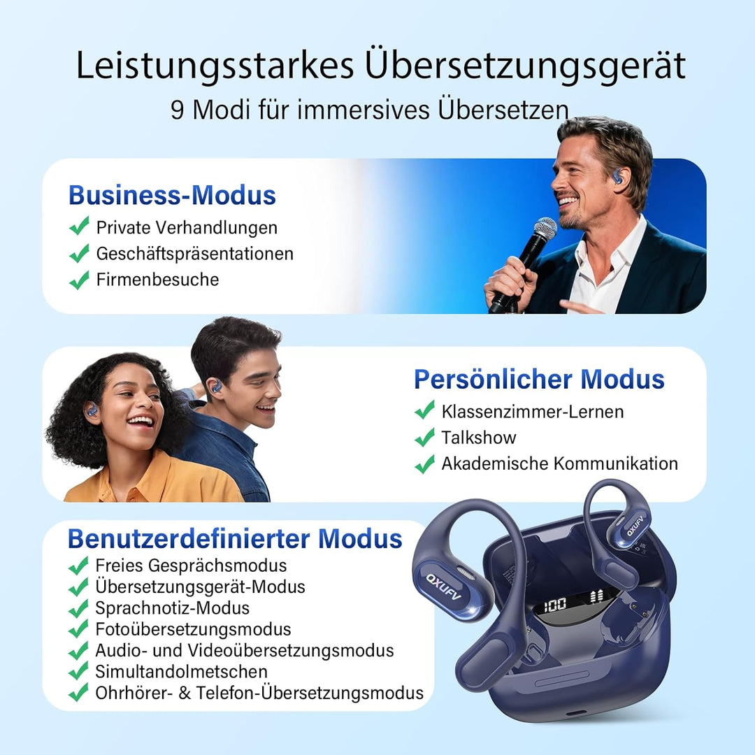 KI Übersetzer Kopfhörer Echtzeit 2026, 4-in-1 Echtzeit Sprachübersetzer | 4-in-1 Echtzeit Sprachüber