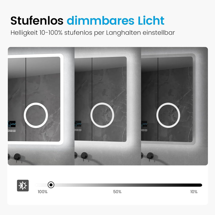 Heilmetz Badspiegel mit Beleuchtung 80x60cm Badezimmerspiegel mit Beleuchtung LED Badspiegel IP44 En