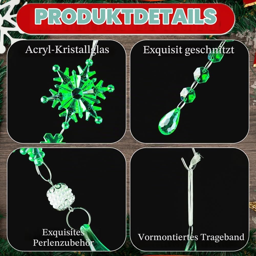 Lanpn 26 Stück Weihnachten Dekoration Kristall Christbaumschmuck Anhänger, Acryl Schneeflocken Eisza