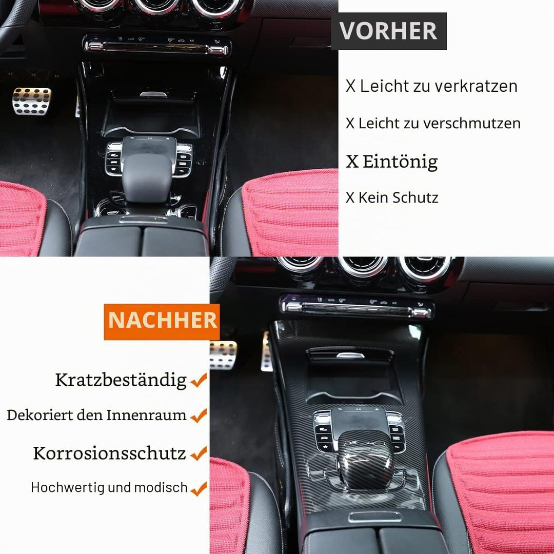 DIYUCAR Kohlefaser-Stil ABS Auto Mittelkonsole Schutz Rahmen Verkleidung für Benz A Klasse W177 2019