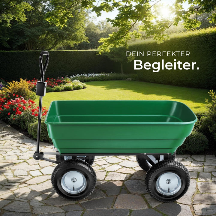 tectake® Bollerwagen, Handwagen, Transporter mit Kippfunktion, Rollwagen mit Lenkachse, Trolley, als