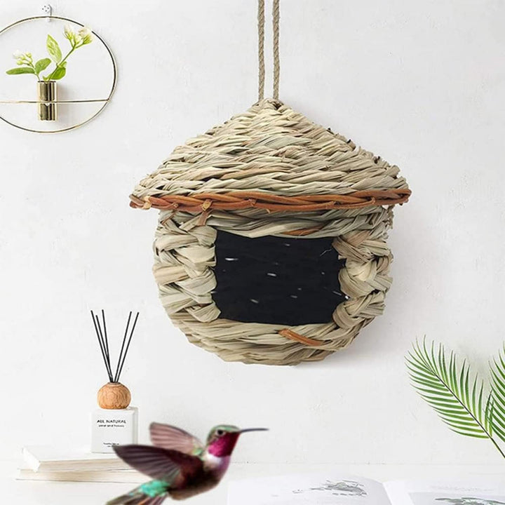 Vogelnest Gras, 2 Stück Gras Bird Nest, Vogelhäus, Handgewebte Vogelhäuser, Vogelhäus zum Aufhängen