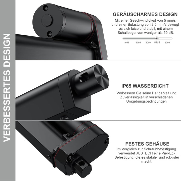 Justech Linear Actuator 250mm Hub max Linearantrieb 1000N Linearantrieb 14mm/s Motor Lineartechnik A