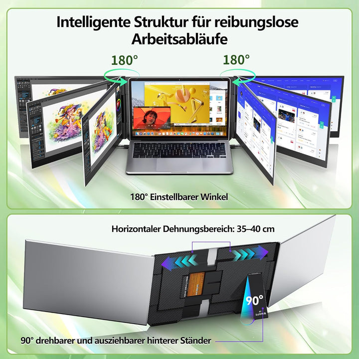 Laptop Bildschirm Erweiterung, 15.6 Inch FHD IPS Laptop Monitor Erweiterung, Laptop Screen Extender