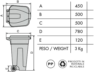 Mobil Plastic - Abfalleimer für Mülltrennung, 80 l, weiss