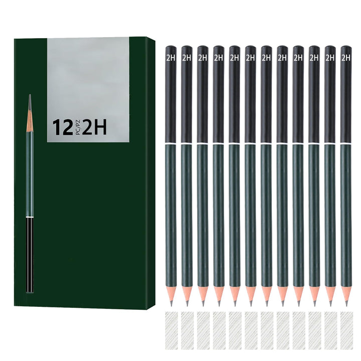 Bleistift Set[12 Stück], 2H F HB B 2B 3B 4B 6B 8B und 3 Zeichenkohlestifte, Hard Charcoal, Medium Ch