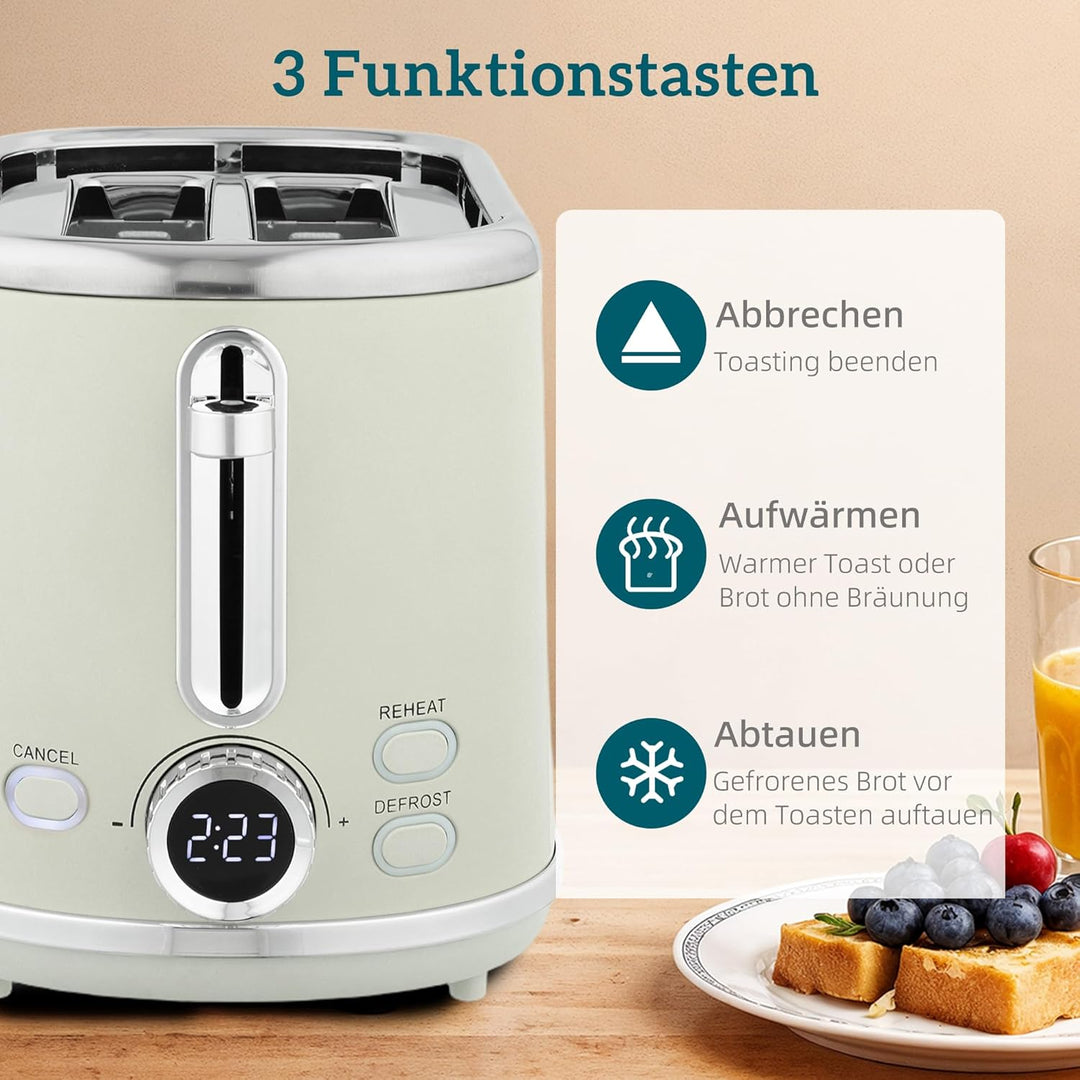 HOMCOM Wasserkocher Toaster Set 1,7L 2200W Edelstahl Wasserkocher mit 40°-100°C Warmhaltefunktion Me