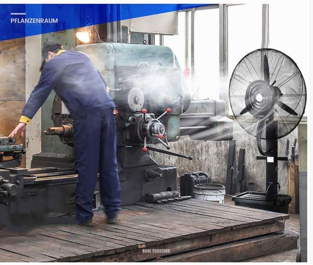 Ventilator mit Wasser, Nebel, Profi-Aussen-Standventilator mit Sprühnebelfunktion, 42L, 260W, Wasser