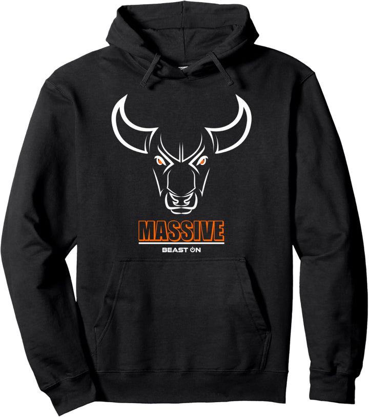 Stier Bulle Kopf Massive Orange Gym Workout Fitness Training Pullover Hoodie