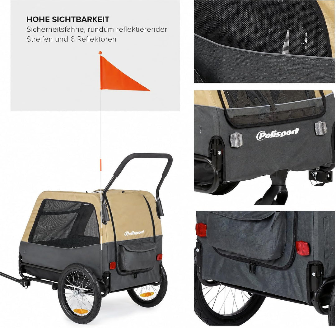 Polisport Hundeanhänger &amp; 2-in-1-Kinderwagen Grösse M &amp; XL, M