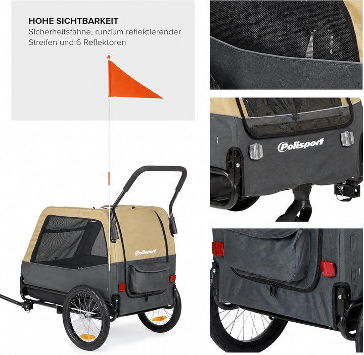 Polisport Hundeanhänger &amp; 2-in-1-Kinderwagen Grösse M &amp; XL, M