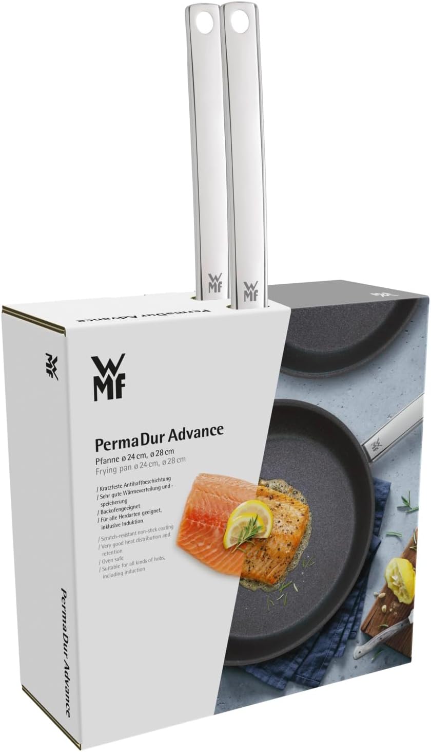 WMF Permadur Advance Pfannenset Induktion 2-teilig, Bratpfanne 28 + 24 cm, Edelstahlpfanne, Cromarga