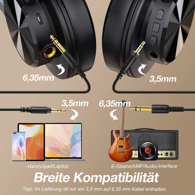 OneOdio Bluetooth Kopfhörer Over Ear, 72 Stdn HiFi Stereo Kopfhörer Kabellos, Wireless Headphones mi