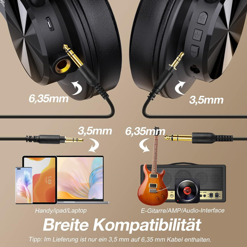 OneOdio Bluetooth Kopfhörer Over Ear, 72 Stdn HiFi Stereo Kopfhörer Kabellos, Wireless Headphones mi
