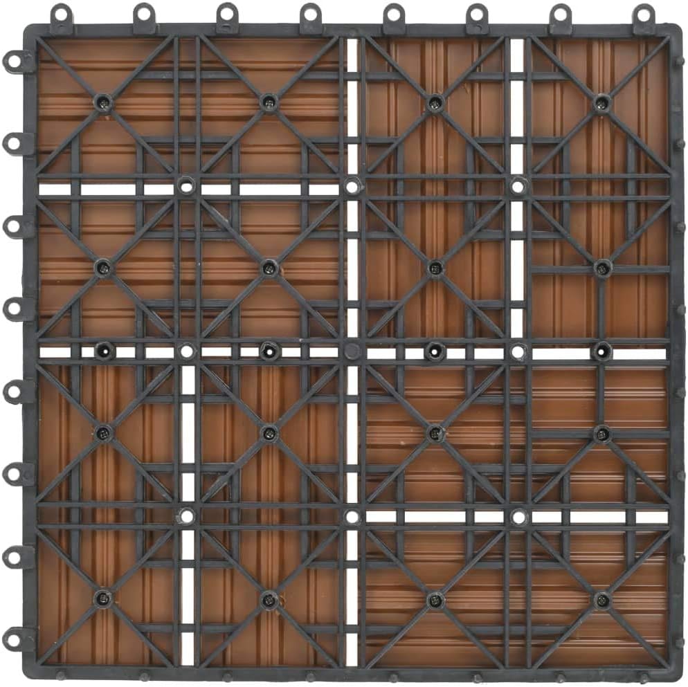 Festnight WPC Terrassendielen Terrassenplatten 30x30 cm 11er Spar Set für 1m² Teak in Holzoptik für