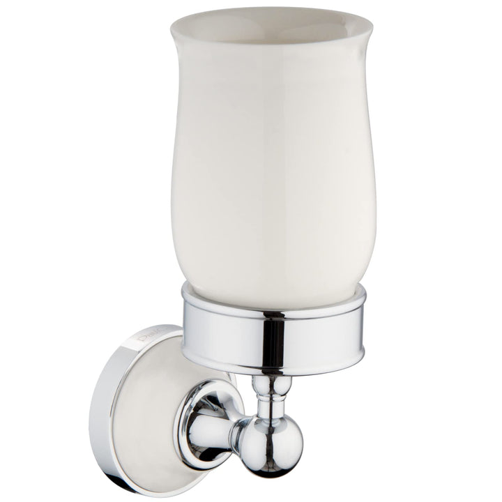 Nostalgie Retro Zahnputzbecher Keramik Bad Accessoires Landhausstil Badaccessoires Set weiss chrom W