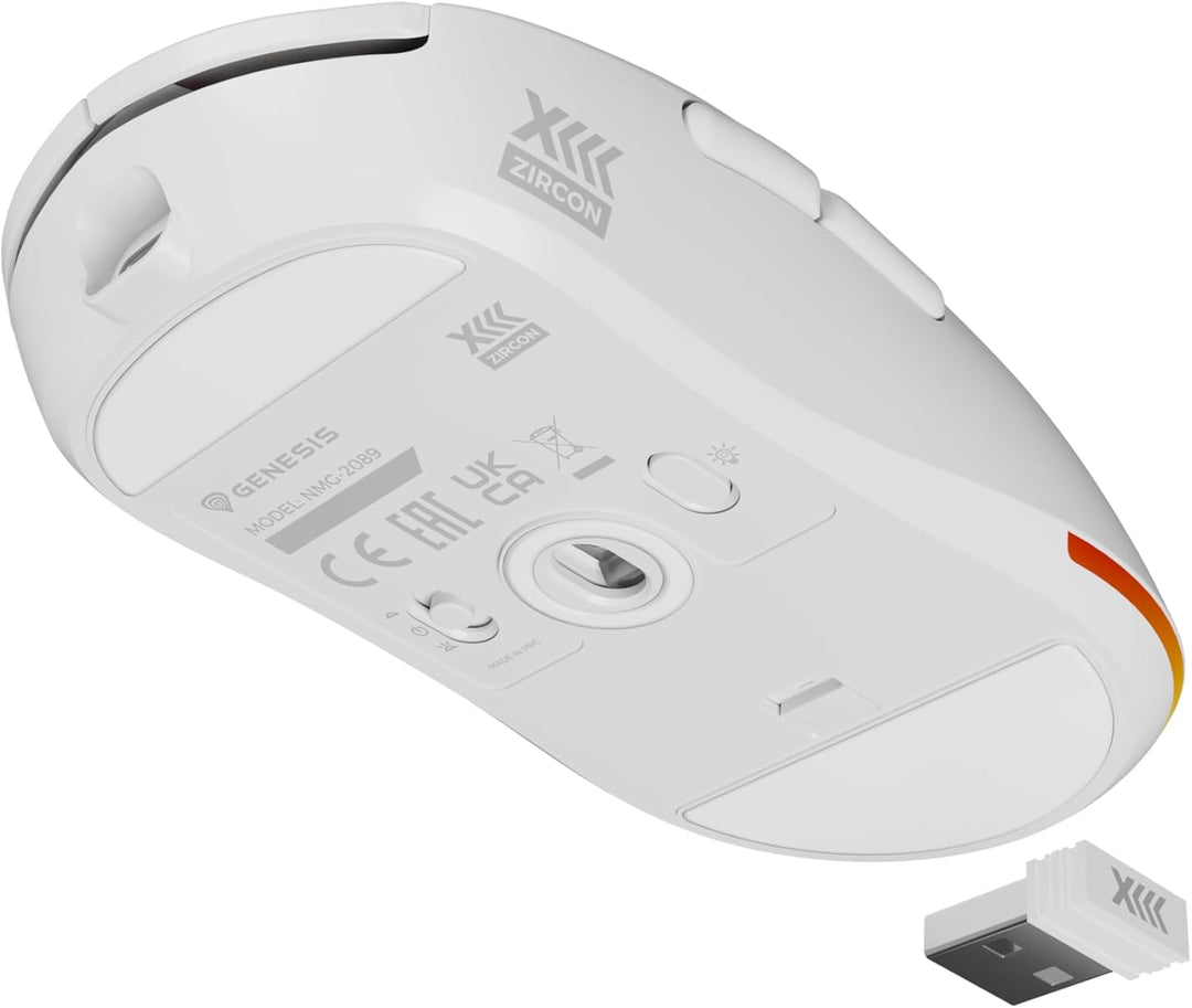 Genesis Zircon XIII Custom Wireless Gaming Maus Weiss, Hot-Swap Switches, Pixart PAW3395 26000 DPI,