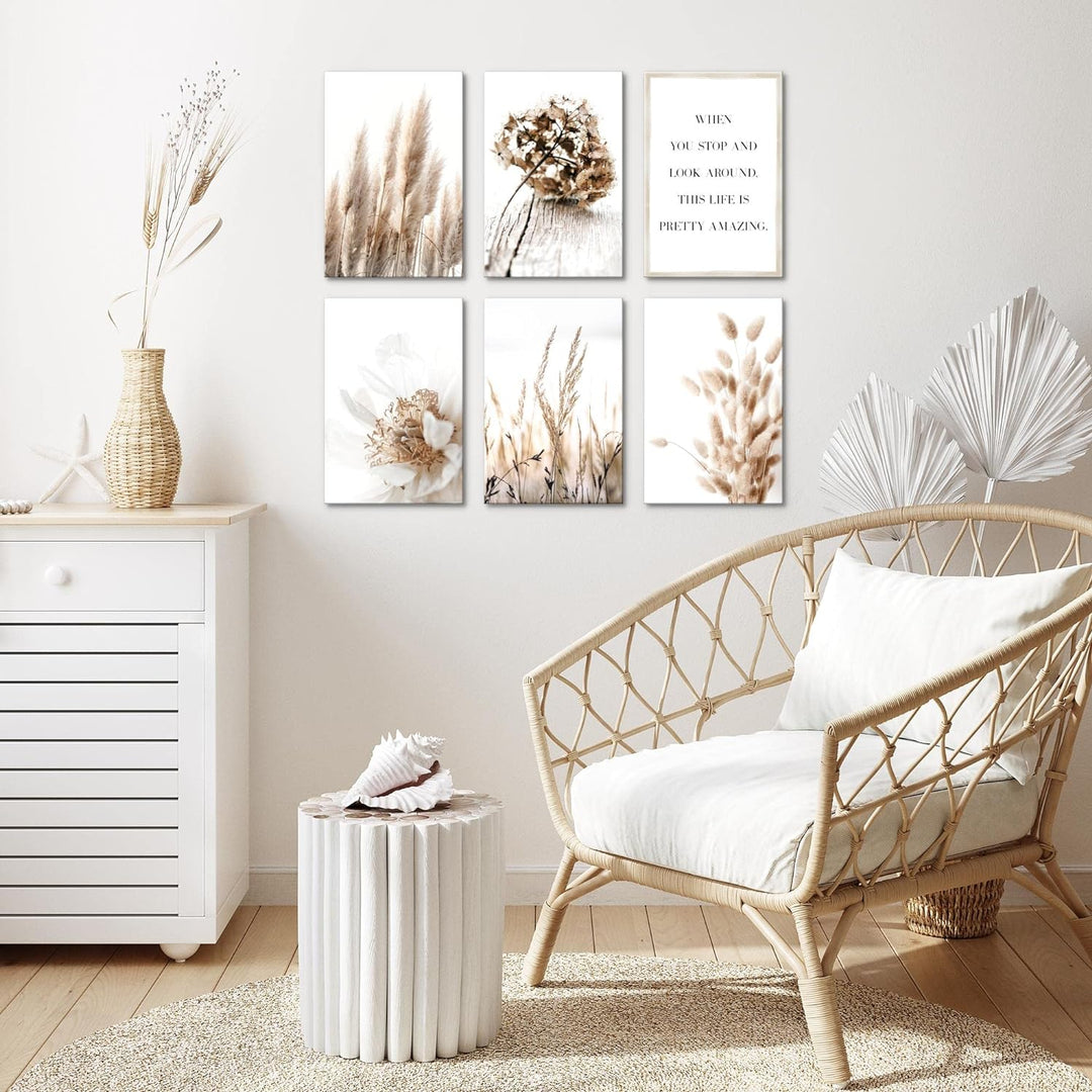 Novart Wandbilder Set - KOMPLETT AUFHÄNGFERTIG - Made in Germany - Moderne Bilder Boho Wohnzimmer Sc