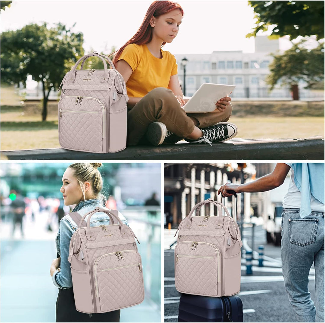 EMPSIGN Laptop Rucksack Damen mit Laptopfach 17 Zoll, Laptop Rucksack Schulrucksack Mit USB Ladeansc