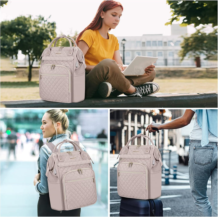 EMPSIGN Laptop Rucksack Damen mit Laptopfach 17 Zoll, Laptop Rucksack Schulrucksack Mit USB Ladeansc