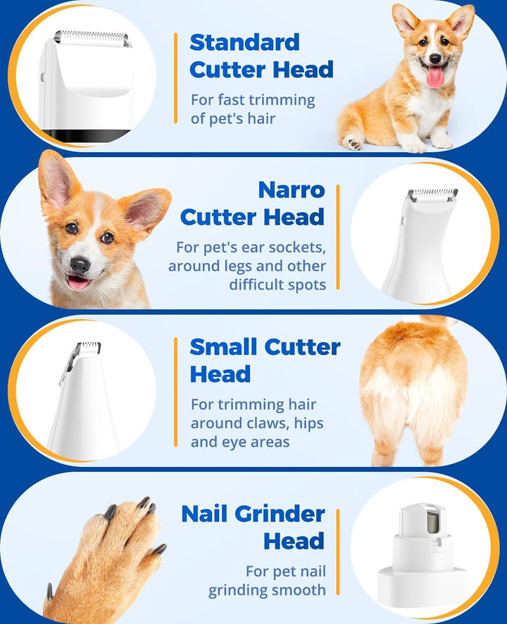 oneisall 4 in 1 Leise Schermaschine Hund Katze, Wiederaufladbar Hundeschermaschine & Pfotentrimmer &