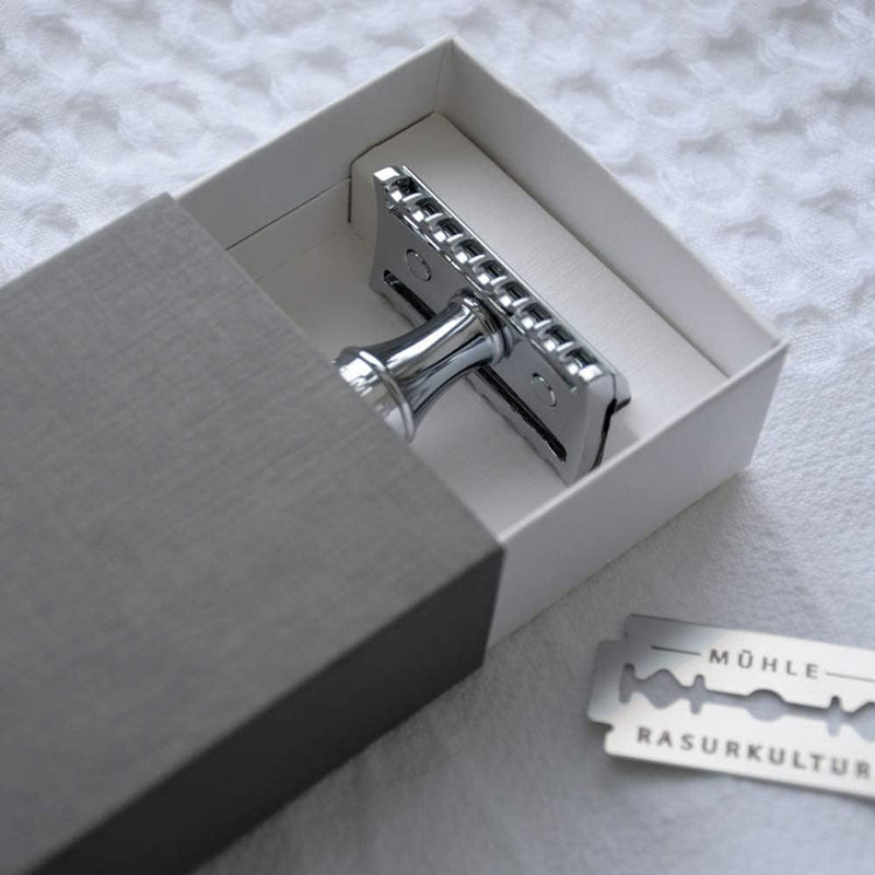 MÜHLE TRADITIONAL R41 Doppelschneidiger Sicherheitsrasierer (offener Kamm) für Herren – perfekt für
