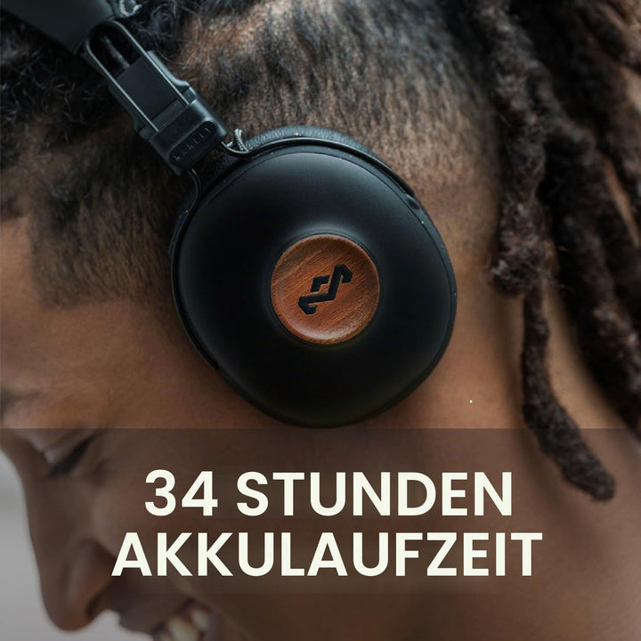 House of Marley Positive Vibration Frequency Over-Ear-Wireless-Kopfhörer - Bluetooth-Kopfhörer, 34 h