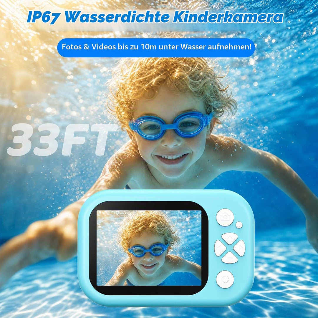 Unterwasser Kinderkamera, 48MP 1080P IP68 wasserdichte Digitalkamera Kamera Kinder mit 2,4 Zoll Bild