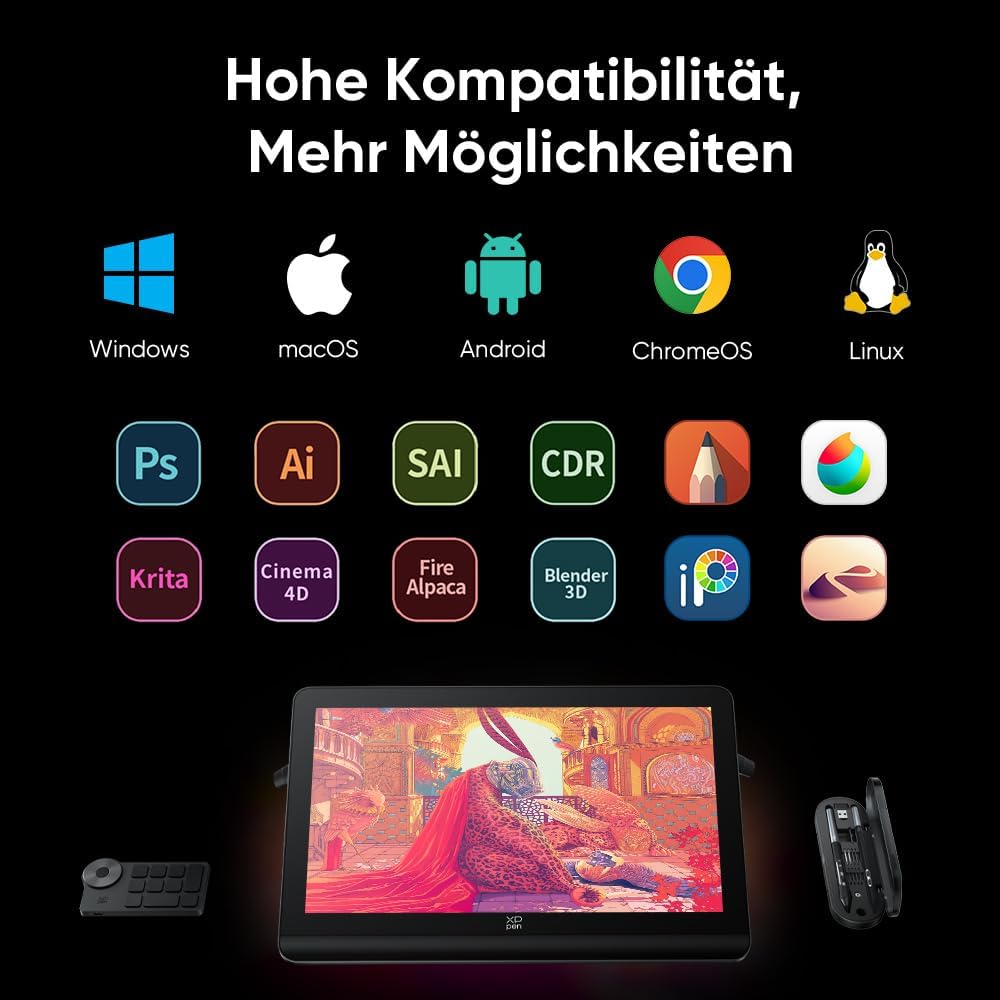 XPPen Artist Pro 19 (Gen 2) 4K Grafikdisplay, 156% sRGB Zeichnentablett, 18,4-Zoll-Bildschirm mit 16