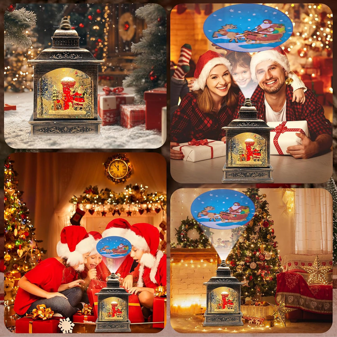 Marsyu Weihnachts Schneekugel Laterne, musikalisch beleuchtet mit Timer, rotierende Weihnachtsmann W