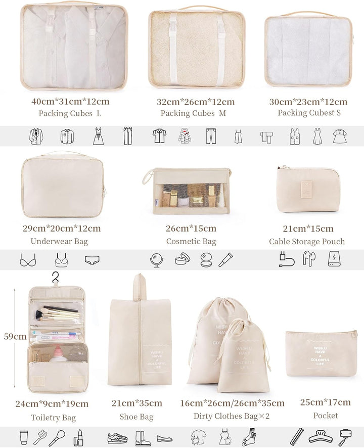 Anjing koffer Organizer 11-teilig, Packing Cubes, leichte Reisegepäck-Organizer, platzsparend, wasse
