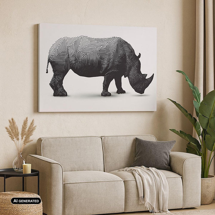 Bilder auf Leinwand 100x70cm Leinwandbild Nashorn Tier Afrika Safari Gross Wanddeko Bild Schlafzimme