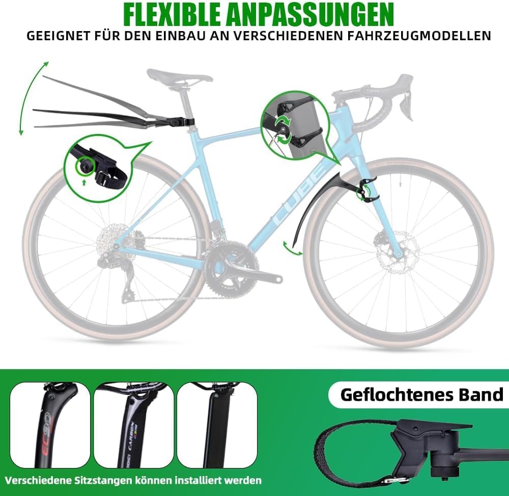 RBRL 700C Fahrrad Schutzblech Rennrad-Schutzblech-Set, für Rennrader, für 20-24-Zoll-Faltrad-Schutzb