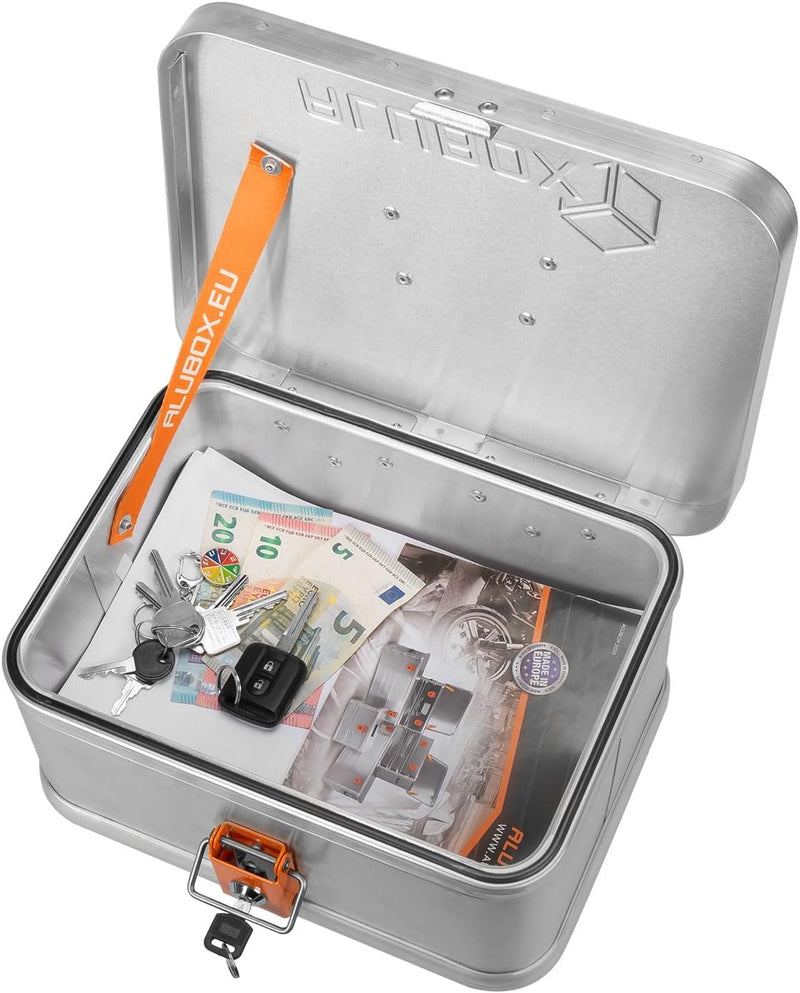 ALUBOX B8 - Aluminium Transportbox 8 Liter Alukiste mit Gummidichtung - Inhalt vor Staub und Spritzw