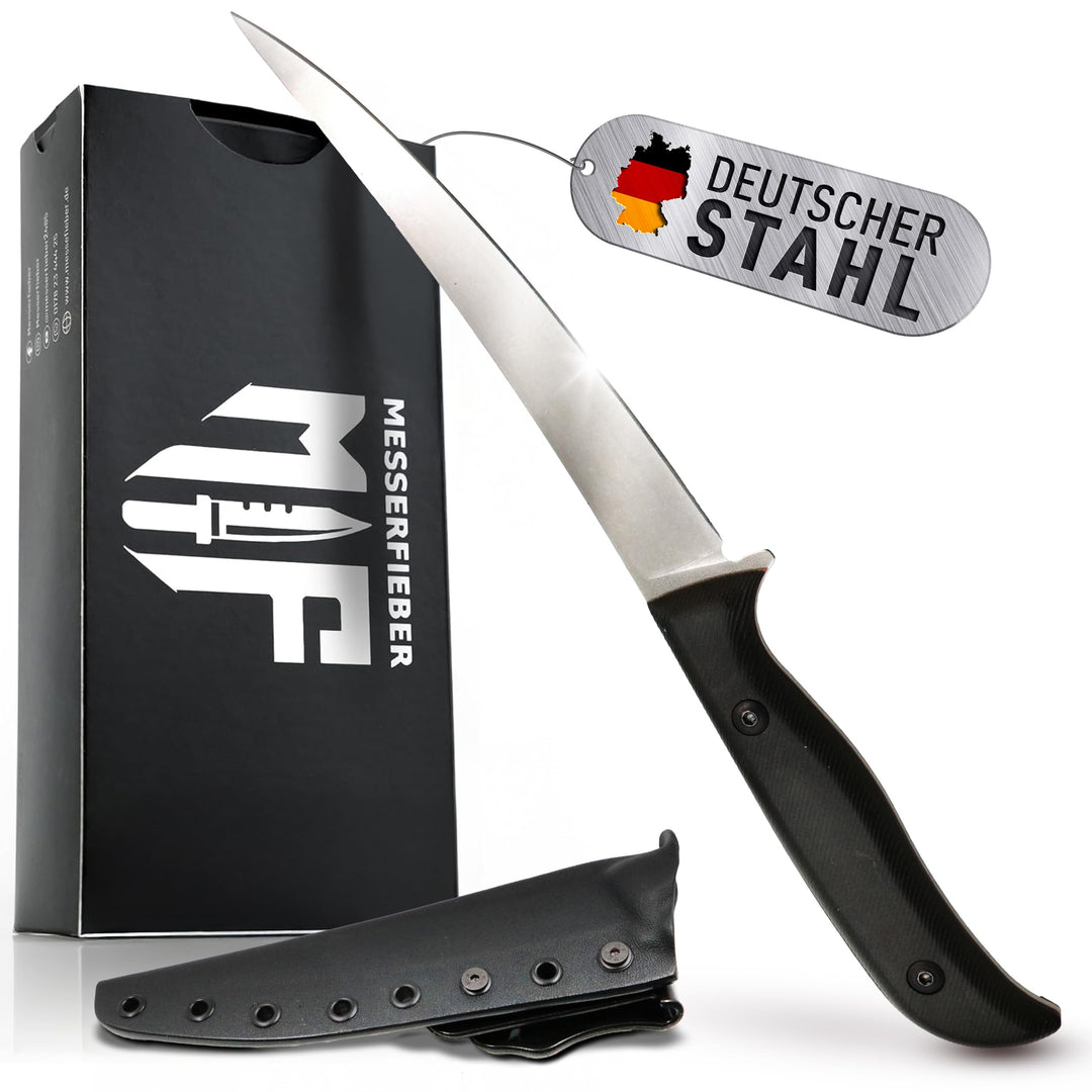 Messerfieber® Filetiermesser 16 cm [Mit Edelstahlklinge & T10-Griff] – inkl. Kydex-Scheide – Filetie