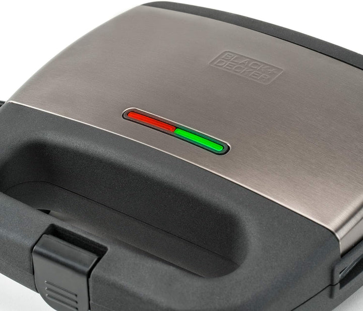 Black+Decker ES9680070B BXSA751E Sandwich-Maker, 750, Edelstahl, Pantone 10394, Sandwich
