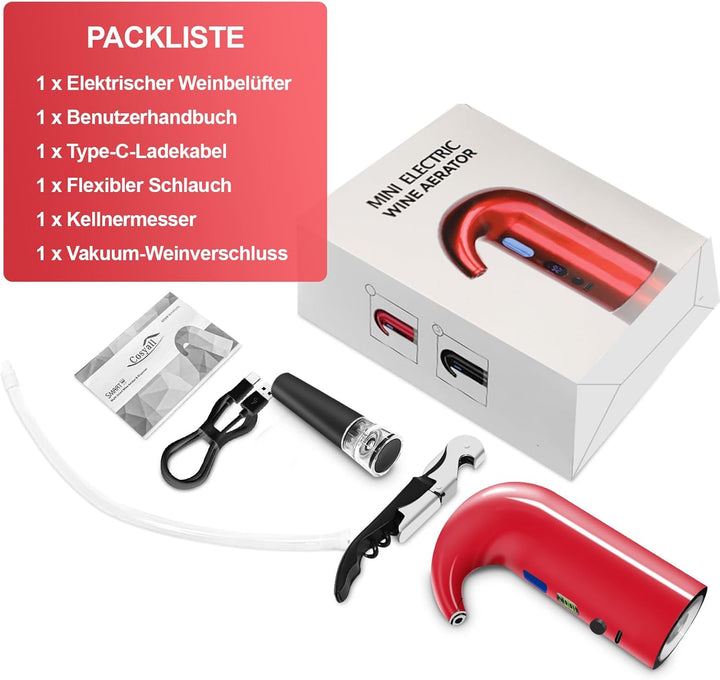 Cosyall Elektrischer Wein Dekanter, Automatischer und Tragbarer Weinbelüfter, Dosierbarer Weinspende