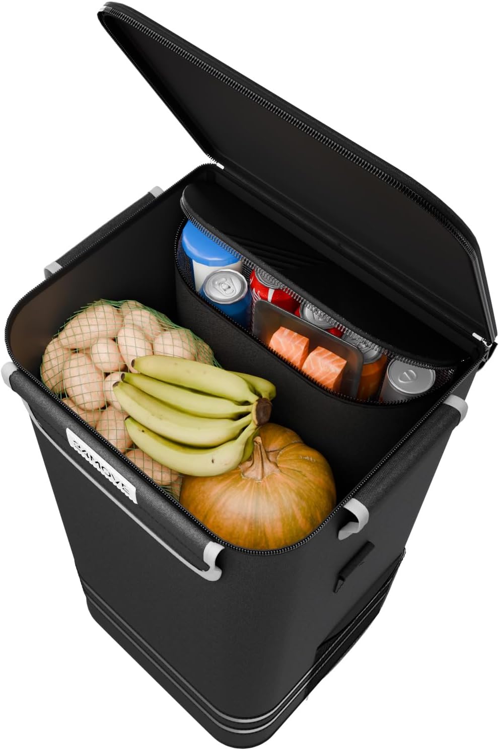 24MOVE® Einkaufstrolley Vehlo klappbar mit 55L inkl. Kühlfach, Faltbarer 3in1 Trolley - Sackkarre un
